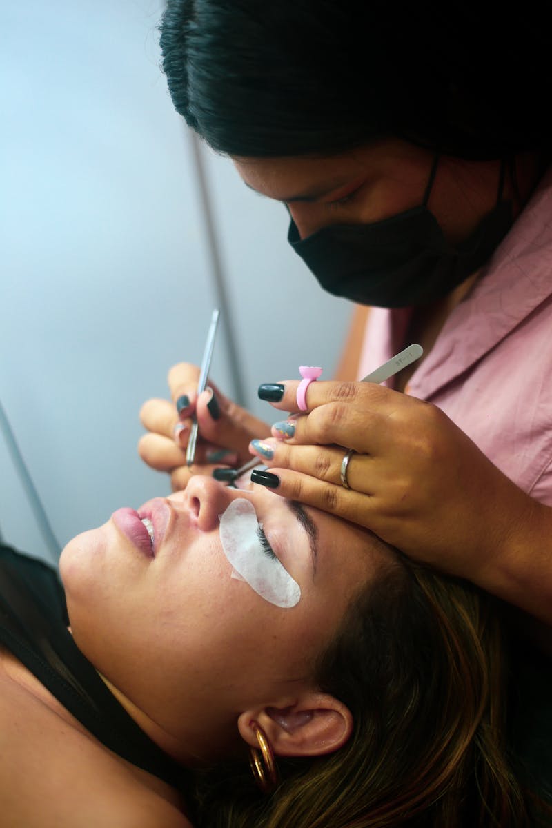 A close-up view emphasizing eye health and beautiful eyelash extensions