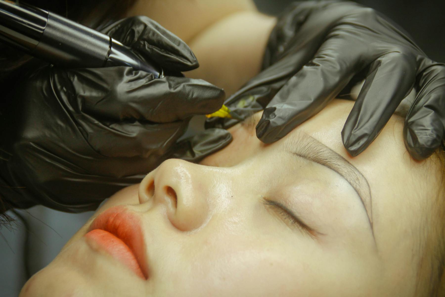 A visionary beauty shot showcasing modern, textured eyebrows and the future of facial aesthetics